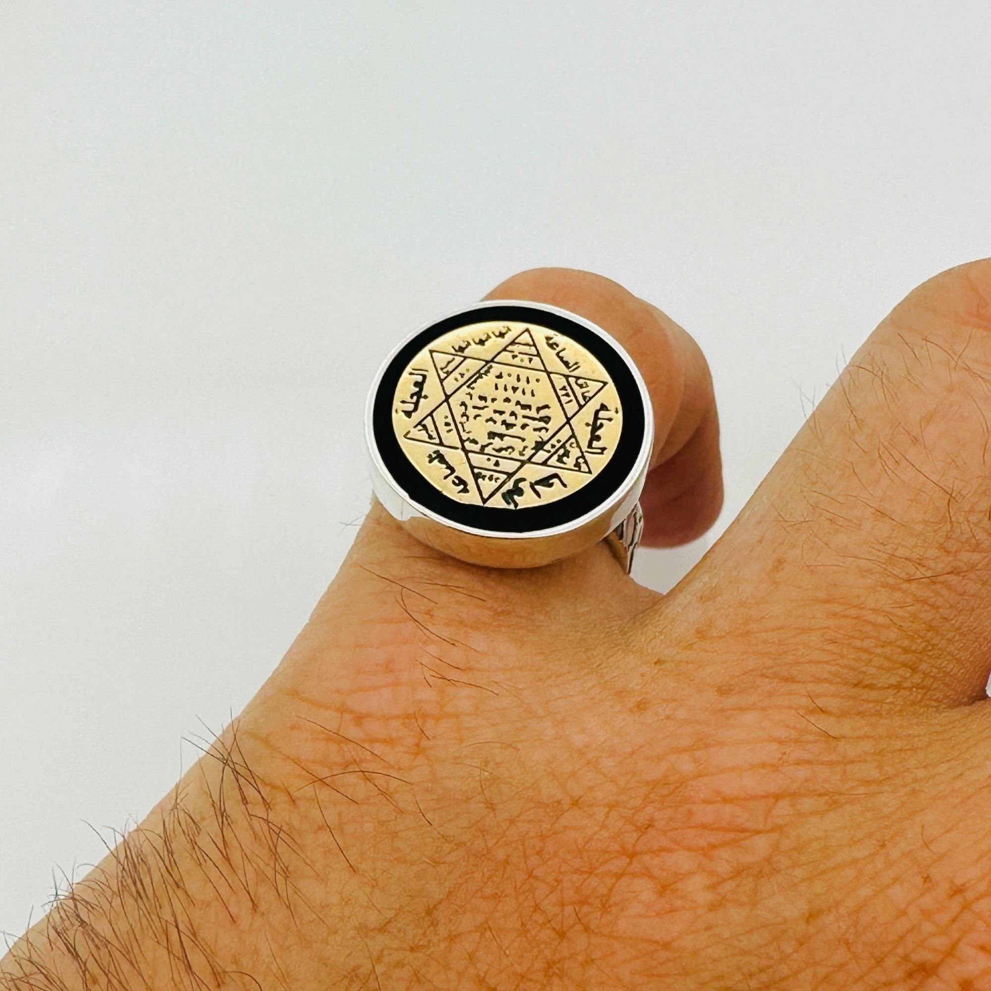 Unique Seal of Solomon Men's Silver Ring