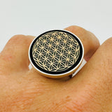 Unisex Flower Of Life Silver Ring