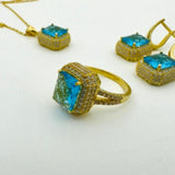 Handmade Aquamarine 925 Sterling Silver Jewelry Set - Turkish Crafted Gift for Her