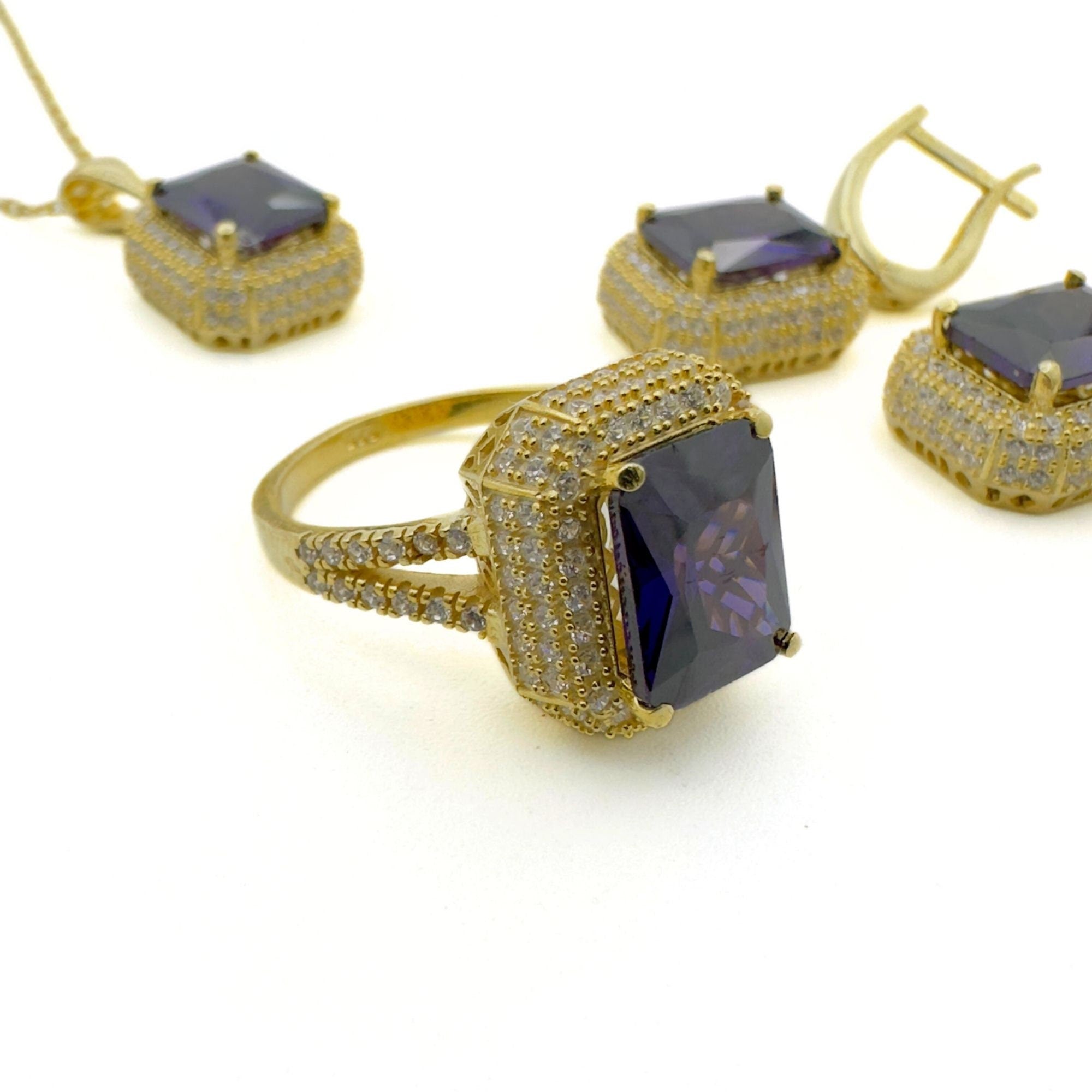 Turkish Handmade Amethyst 925 Sterling Silver Jewelry Set | Elegant Gift for Women & Mom