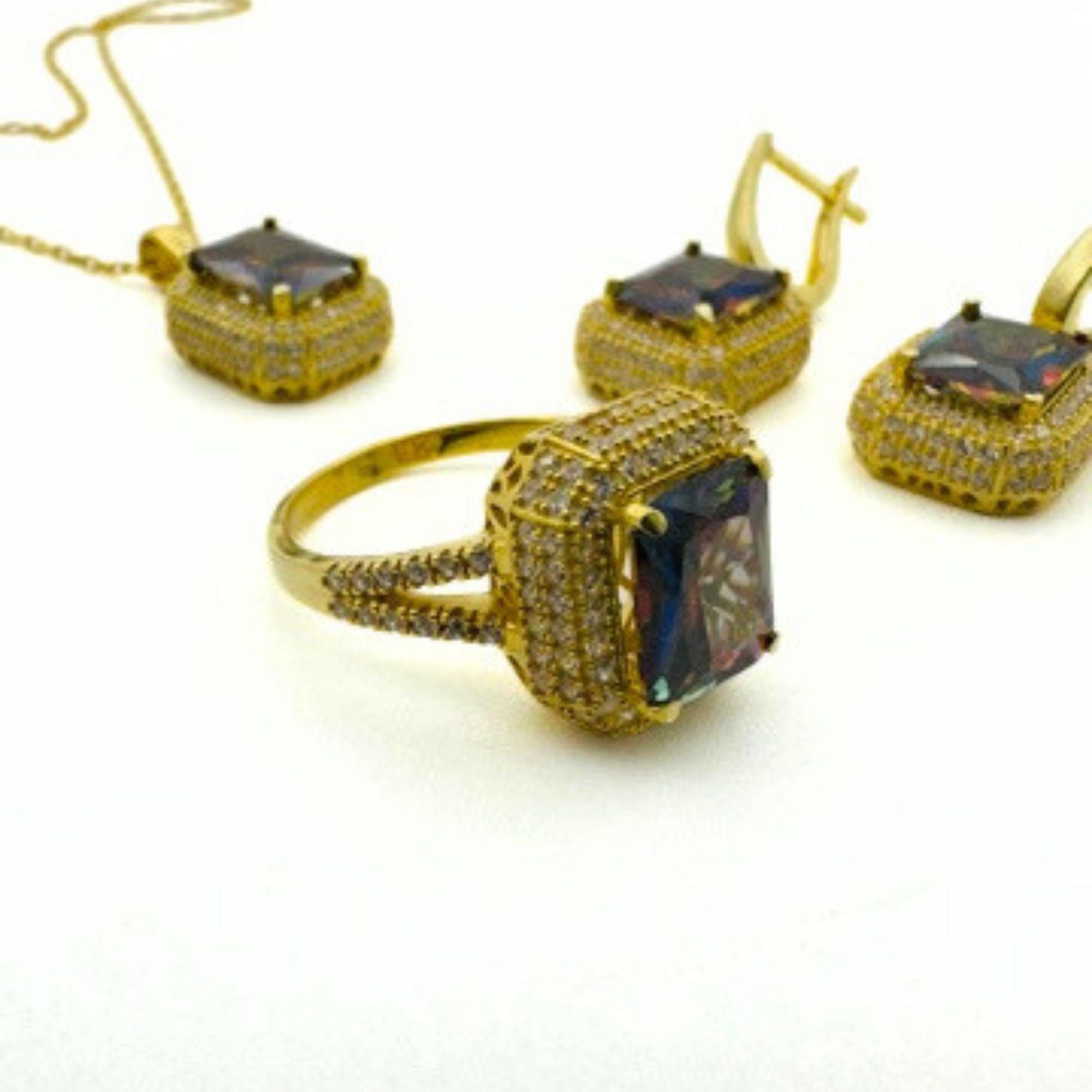 Handcrafted Multi-Color Topaz 925 Sterling Silver Jewelry Set for Women - Elegant Gift for Her