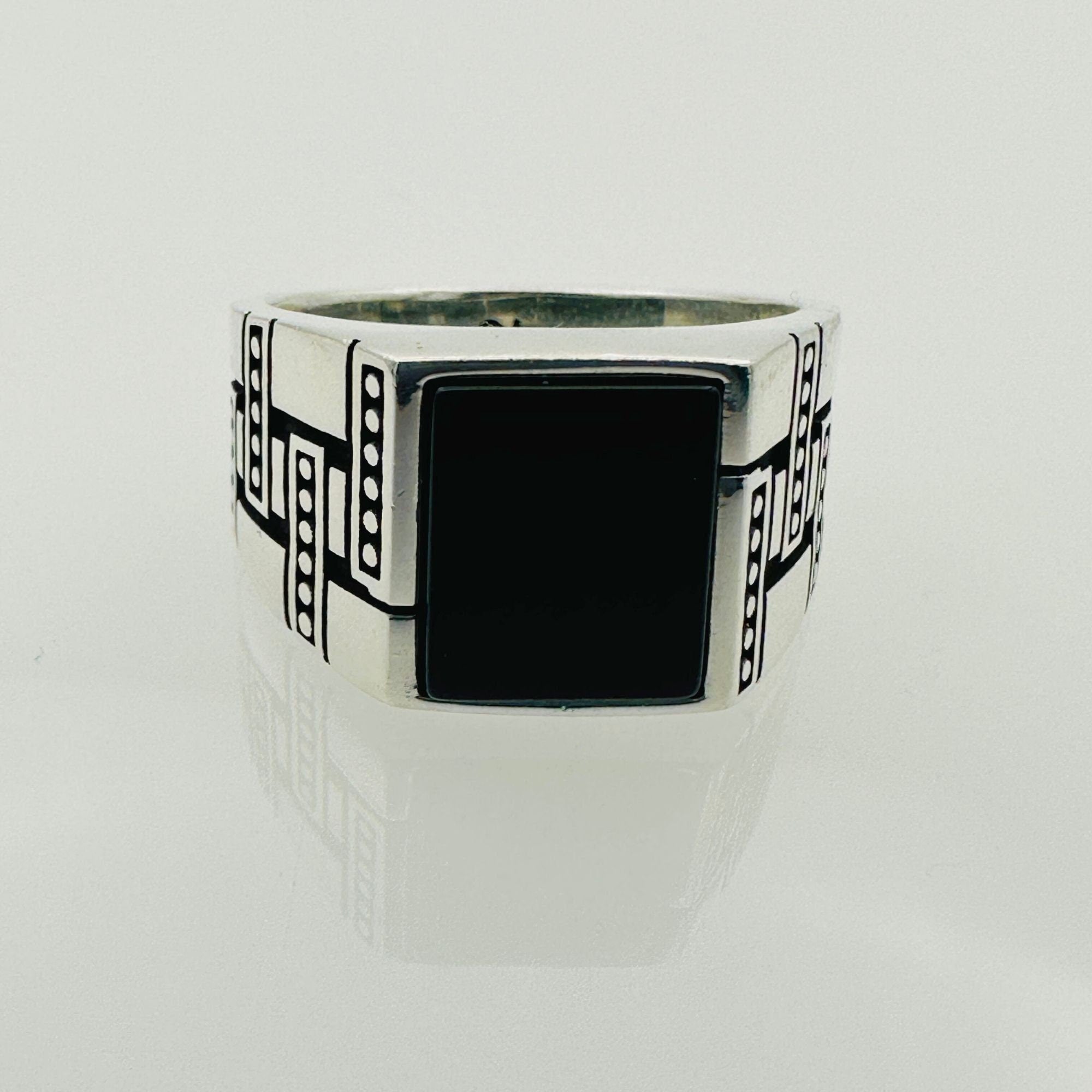 Men's Natural Black Onyx Gemstone Ring