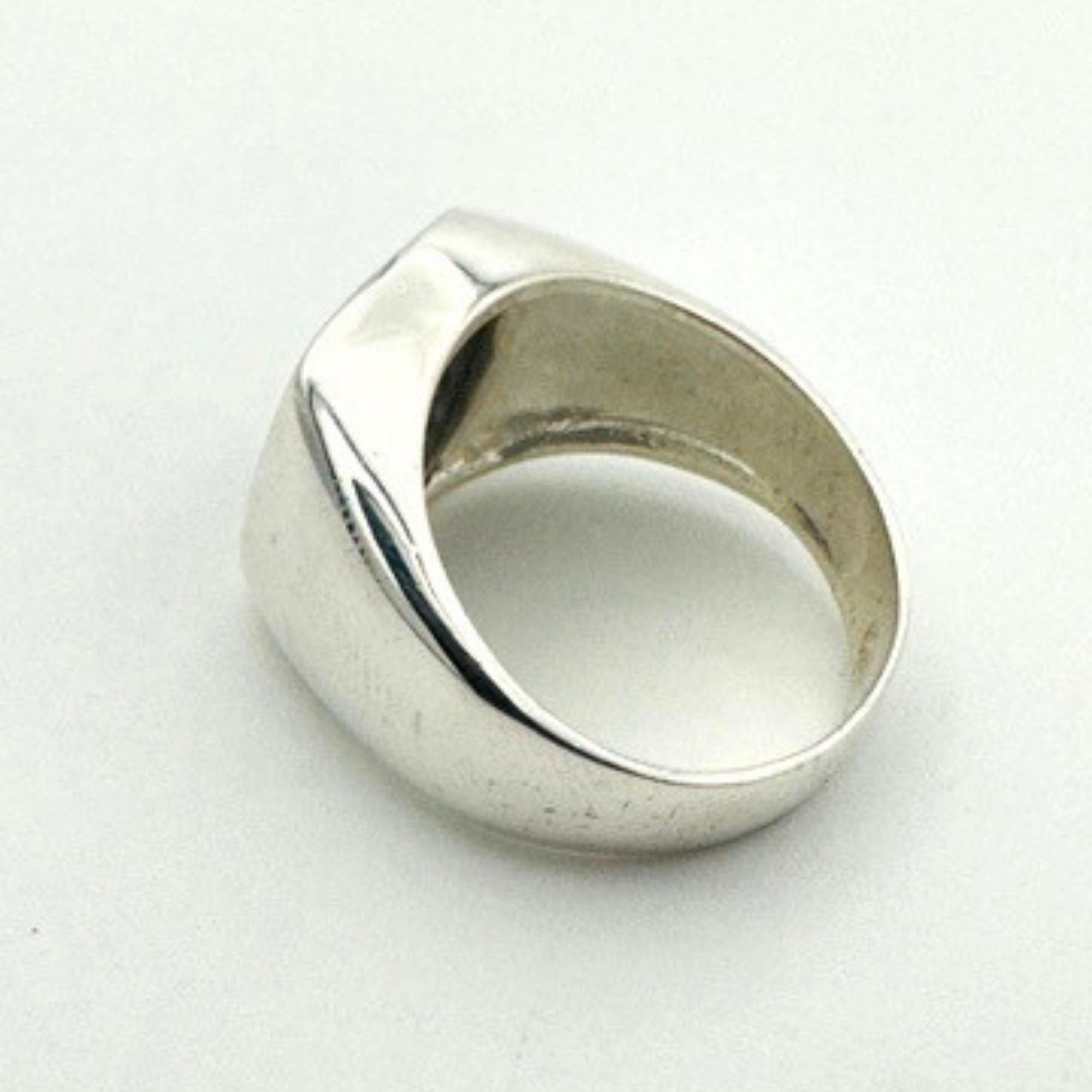 خاتم فضة مربع للرجال بحجر العقيق الأسود الطبيعي