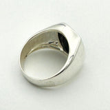 خاتم فضة مربع للرجال بحجر العقيق الأسود الطبيعي