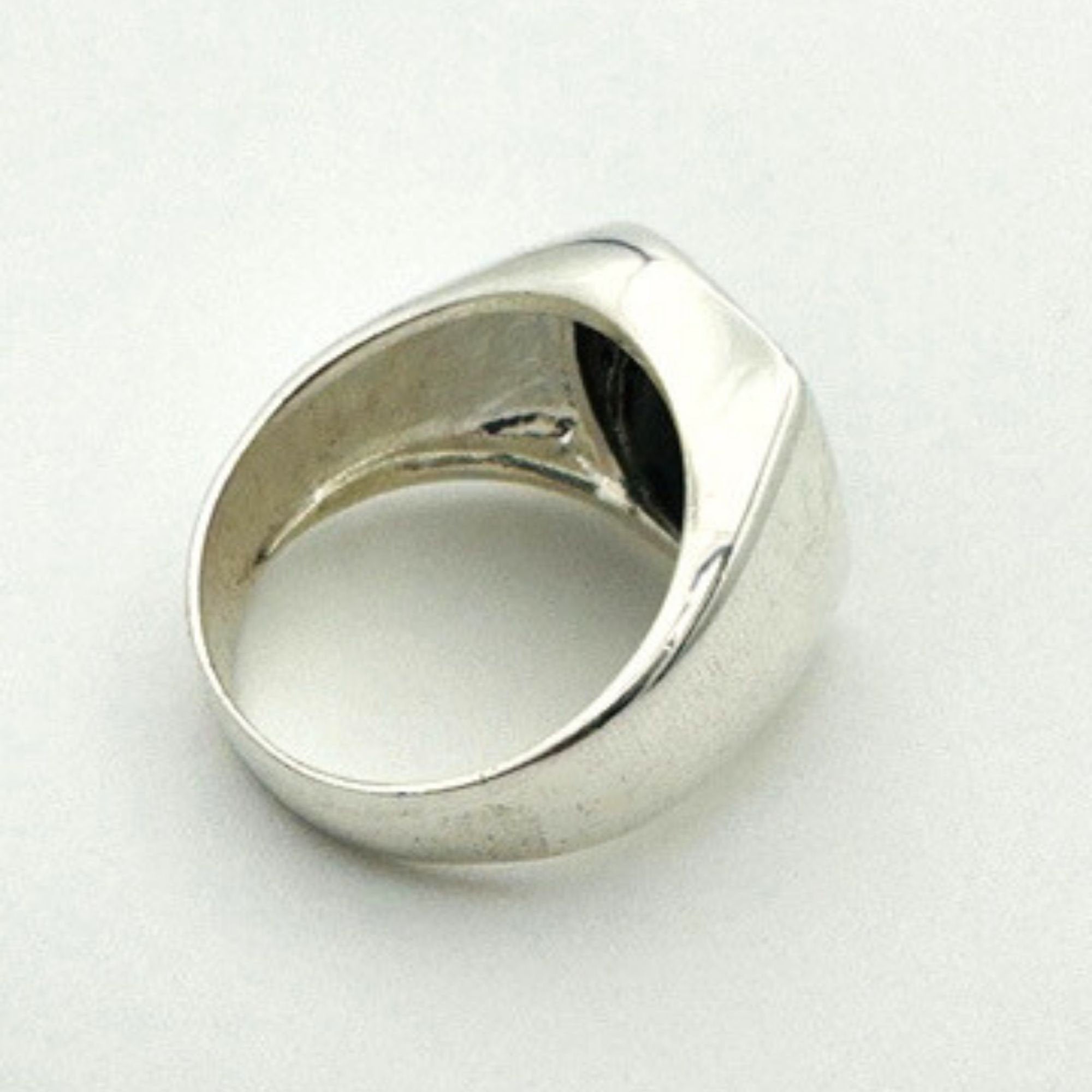 خاتم فضة مربع للرجال بحجر العقيق الأسود الطبيعي