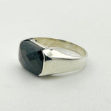 Men's Handcrafted 925 Sterling Silver Black Onyx Rectangle Ring - Minimalist & Elegant Gift for Him