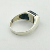 Men's Handcrafted 925 Sterling Silver Black Onyx Rectangle Ring - Minimalist & Elegant Gift for Him