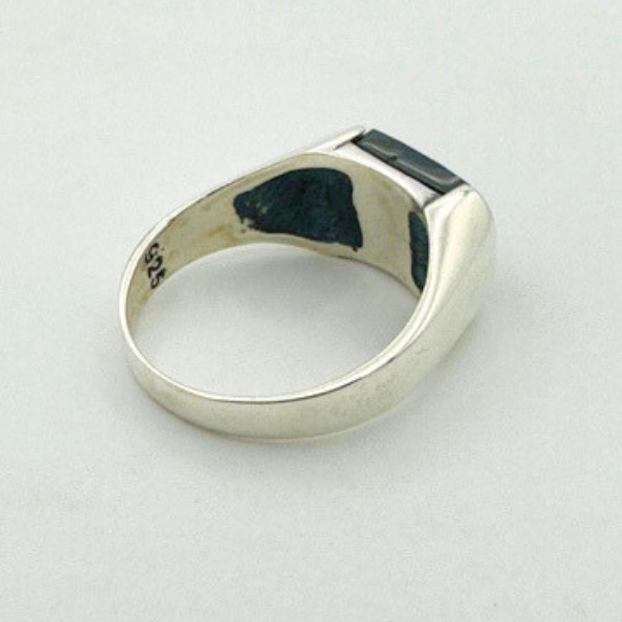 Men's Handcrafted 925 Sterling Silver Black Onyx Rectangle Ring - Minimalist & Elegant Gift for Him