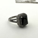 Handcrafted Turkish 925 Sterling Silver Black Onyx Jewelry Set for Women