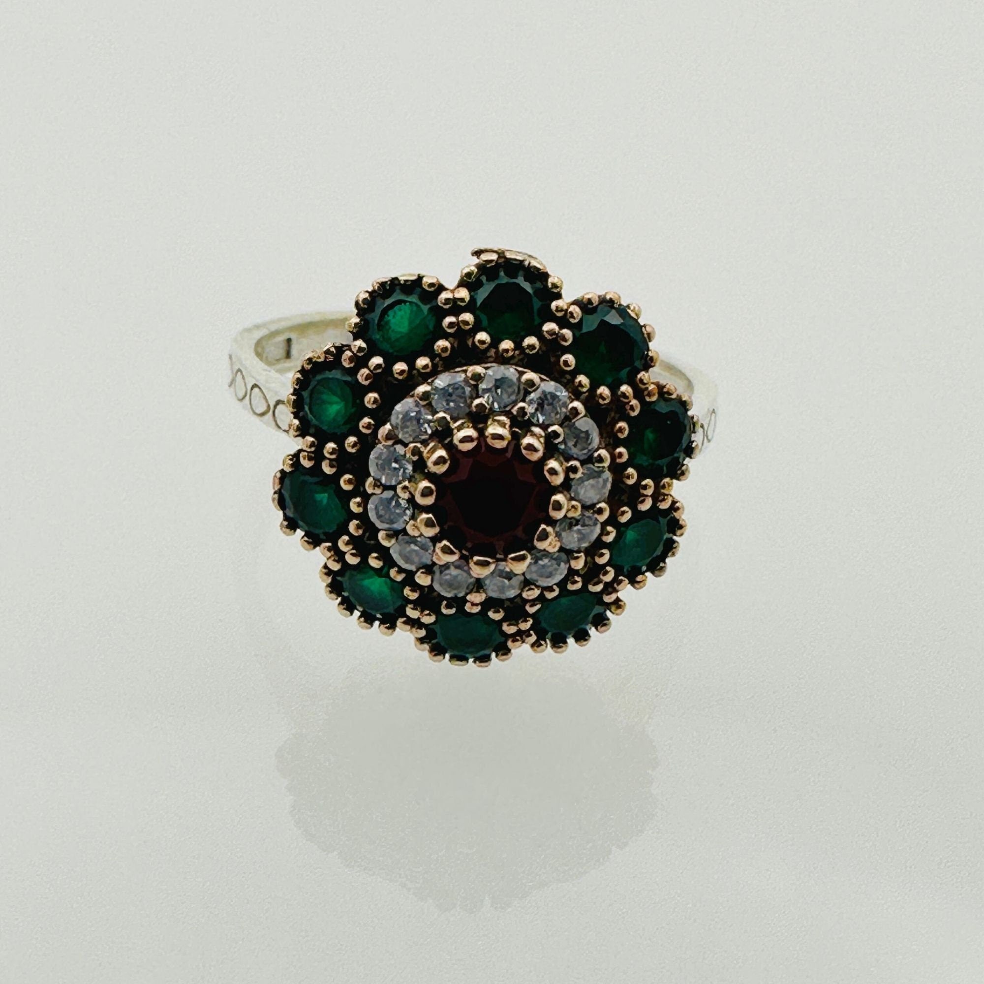 Women's Emerald Silver Ring