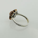Exquisite Turkish Handmade 925 Sterling Silver Citrine Flower Ring | Women's Floral Gemstone Jewelry Gift