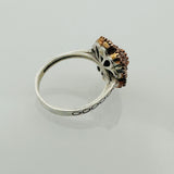 Exquisite Turkish Handmade 925 Sterling Silver Citrine Flower Ring | Women's Floral Gemstone Jewelry Gift