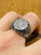 Men's Handmade 925 Sterling Silver Star of David Ring | Turkish Spiritual & Cultural Jewelry