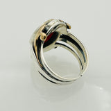 Men's Natural Red Aqeeq Silver Ring
