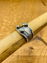 아쿠아마린 조절 가능한 여성용 실버 링