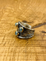 아쿠아마린 조절 가능한 여성용 실버 링