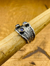 خاتم نسائي بحجر أميثيست أرجواني متعدد الأحجار