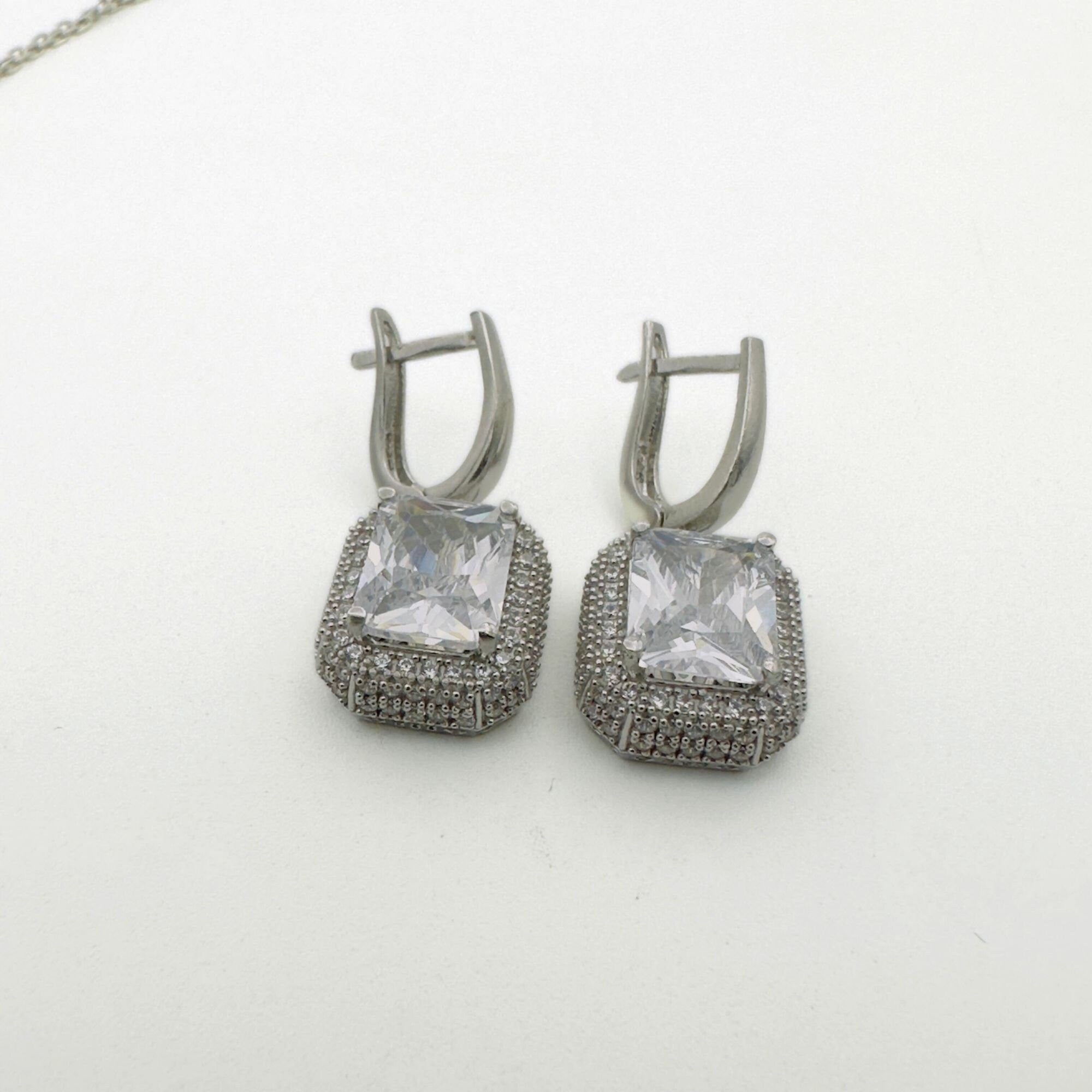 Handgemaakte Turkse 925 Sterling Zilver Witte Zirkoon Dames Sieradenset | Geschenkdoos Inbegrepen