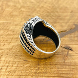 خاتم رجالي فاخر على الطراز العثماني - فضة 925 مصنوعة يدوياً مع حجر زولتانيت متغير اللون