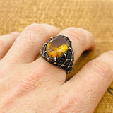 Exquisite Handmade Ottoman Sterling Silver Men's Ring with Dynamic Color-Changing Zultanite Stone