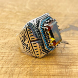 Handcrafted Ottoman 925 Sterling Silver Men's Ring | Multi-Color Changing Zultanite Stone