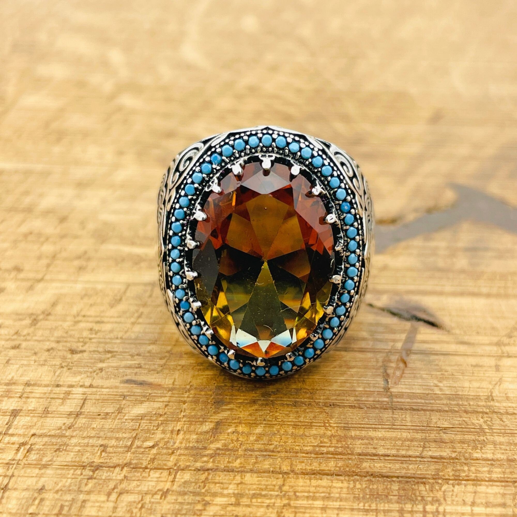 Handcrafted Ottoman Men's Ring with Color-Changing Zultanite Stone | Authentic 925 Sterling Silver