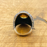 خاتم رجالي عثماني مصنوع يدويًا من الفضة الإسترلينية | حجر زولتانيت أصلي يغير لونه | هدية فريدة له