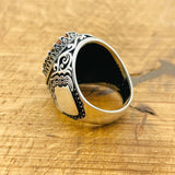 خاتم رجالي متعدد الألوان على الطراز العثماني من الزولتانيت | حجر كريم يتغير لونه فضة استرلينية مصنوعة يدوياً