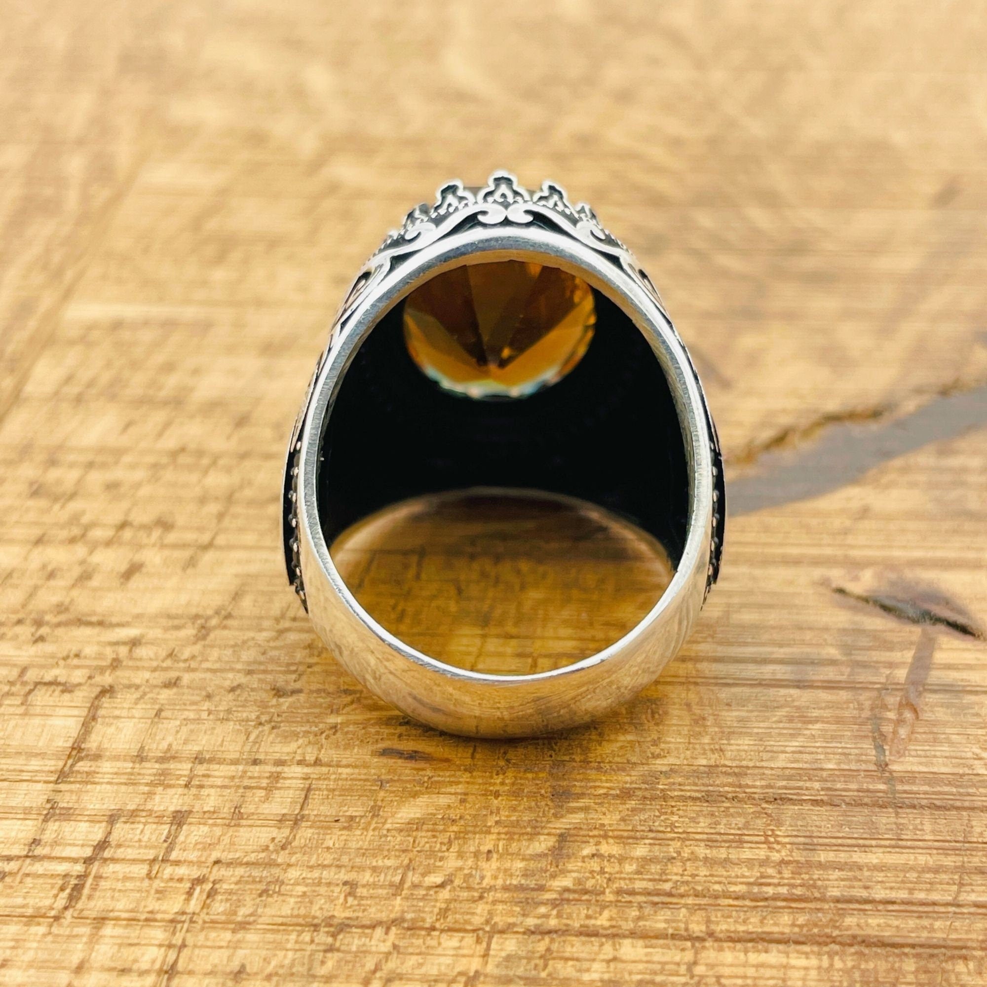 خاتم رجالي متعدد الألوان على الطراز العثماني من الزولتانيت | حجر كريم يتغير لونه فضة استرلينية مصنوعة يدوياً