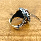 خاتم رجالي من الزولتانيت يتغير لونه بشكل رائع | مجوهرات فضة إسترلينية 925 عثمانية مصنوعة يدوياً