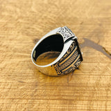 خاتم رجالي بتغيير اللون من الزولتانيت وفضة استرليني 925 على الطراز العثماني - هدية مجوهرات فاخرة مصنوعة يدوياً