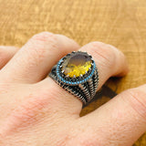 Color-Changing Zultanite Sterling Silver Men's Ring - Ottoman Style Handcrafted Luxury Jewelry