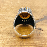 خاتم رجالي فاخر مصنوع يدوياً من الفضة الإسترلينية مع حجر زولتانيت متغير اللون - مجوهرات فاخرة على الطراز العثماني