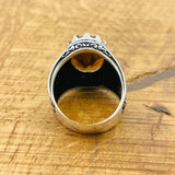 خاتم رجالي فاخر من الفضة الإسترلينية العثمانية | حجر زولتانيت متغير اللون مصنوع يدوياً