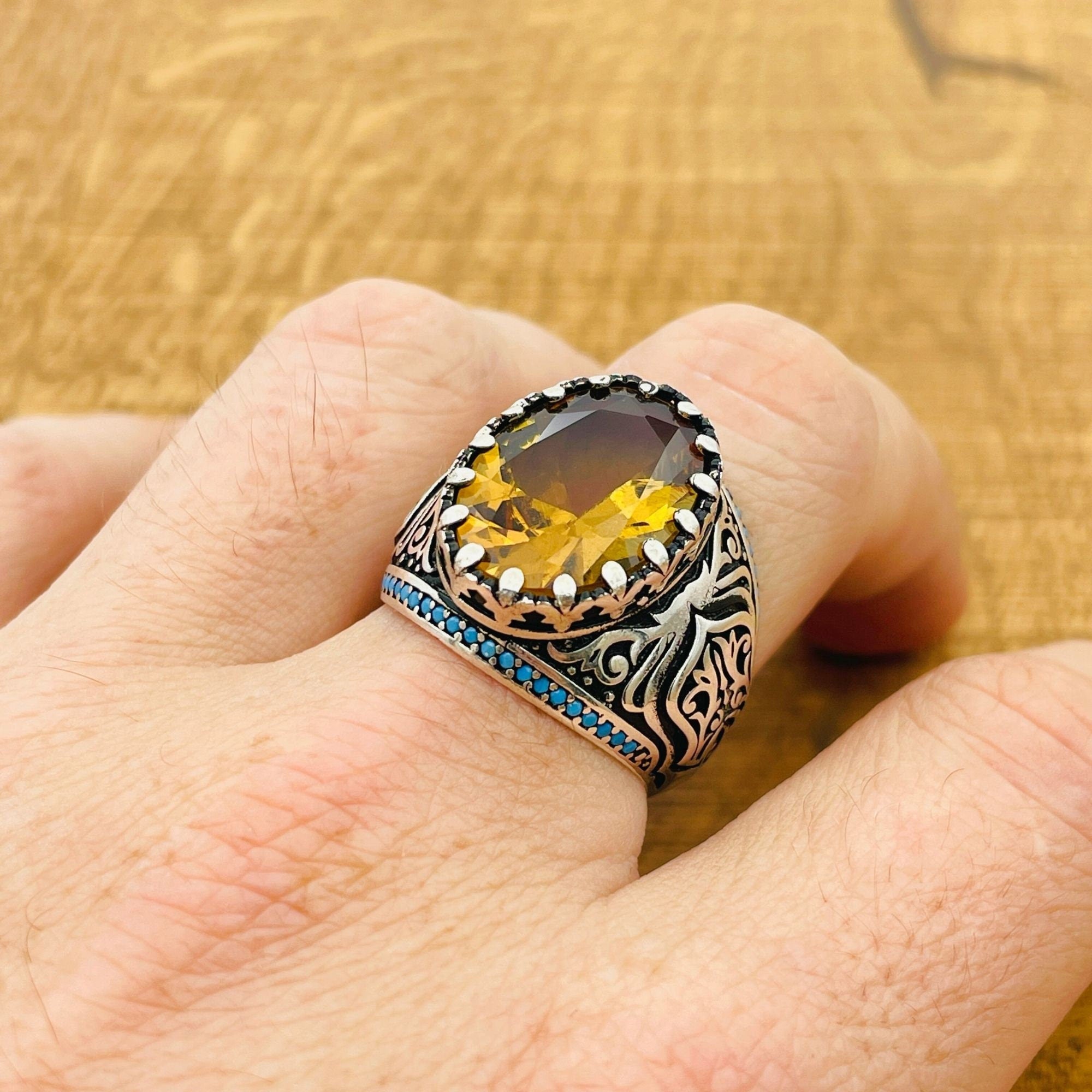 Exquisite Ottoman Sterling Silver Men's Ring with Color-Changing Zultanite Stone