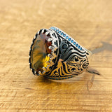 Exquisite Ottoman Sterling Silver Men's Ring with Color-Changing Zultanite Stone