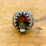 Exquisite Ottoman Sterling Silver Men's Ring with Color-Changing Zultanite Stone