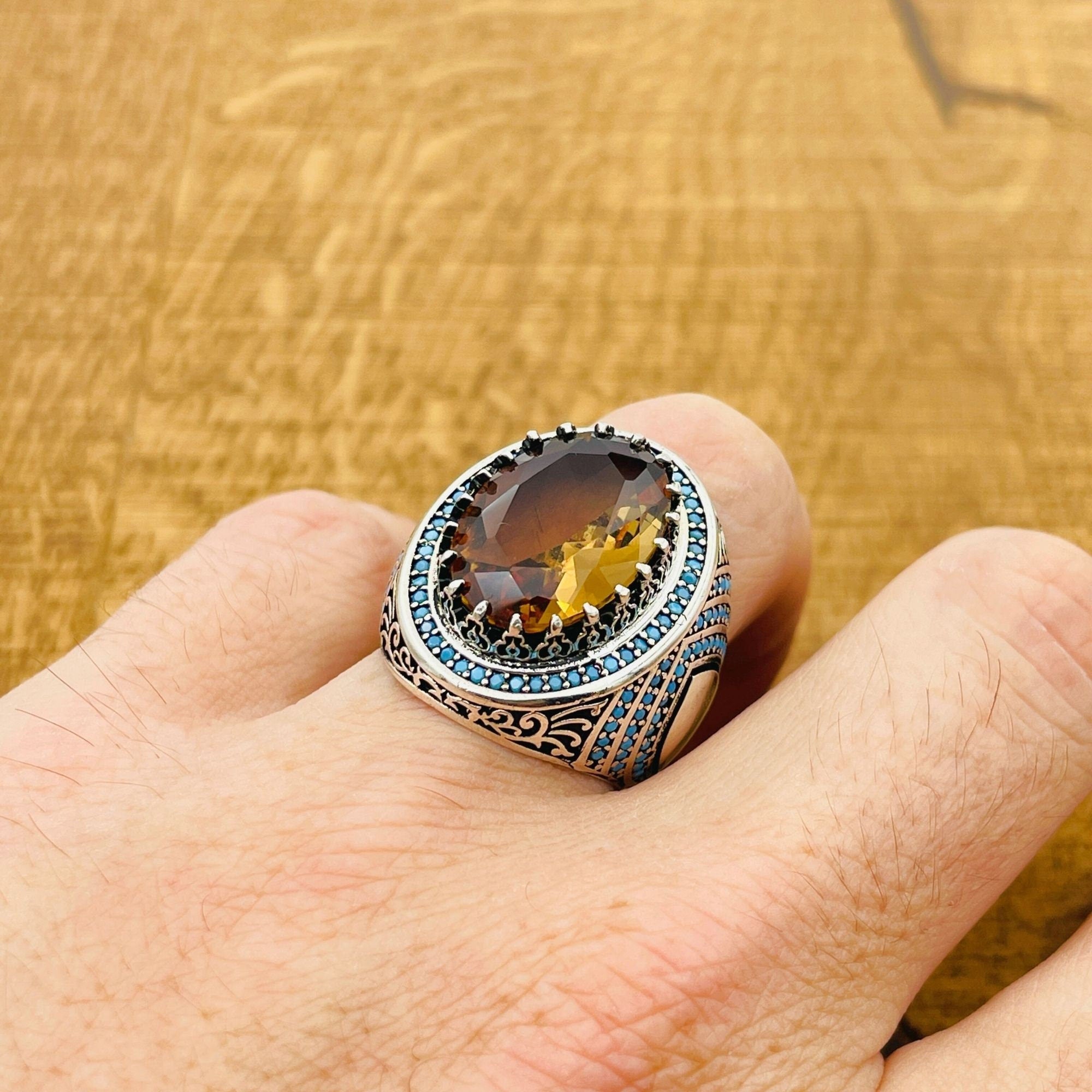 Handcrafted Ottoman Sterling Silver Men's Ring | Color-Changing Zultanite | Luxury Gift for Him