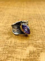 خاتم نسائي من الفضة الإسترلينية 925 مع حجر الجمشت