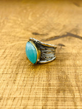 خاتم فضة نسائي بحجر التورمالين الأزرق