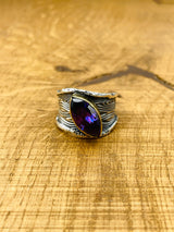 خاتم فضة نسائي بحجر الجمشت