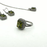 Authentic Turkish Peridot & 925 Sterling Silver Jewelry Set | Handmade Ring & Earrings for Women | Elegant Gift