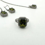 Authentic Turkish Peridot & 925 Sterling Silver Jewelry Set | Handmade Ring & Earrings for Women | Elegant Gift