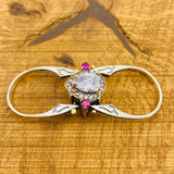 خاتم تركي مصنوع يدويًا من الفضة الإسترلينية قابل للعكس بحجر الزركون والياقوت | هدية مجوهرات متعددة الاستخدامات بحجرين في واحد