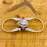 خاتم متعدد الأحجار قابل للعكس مصنوع يدويًا من الفضة الإسترلينية 925 | مجوهرات بأحجار الياقوت والزركون الأبيض