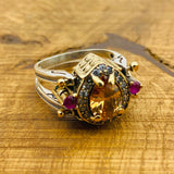 Unique Reversible Amethyst & Citrine Ring | Two-in-One 925 Sterling Silver Women's Gift Jewelry