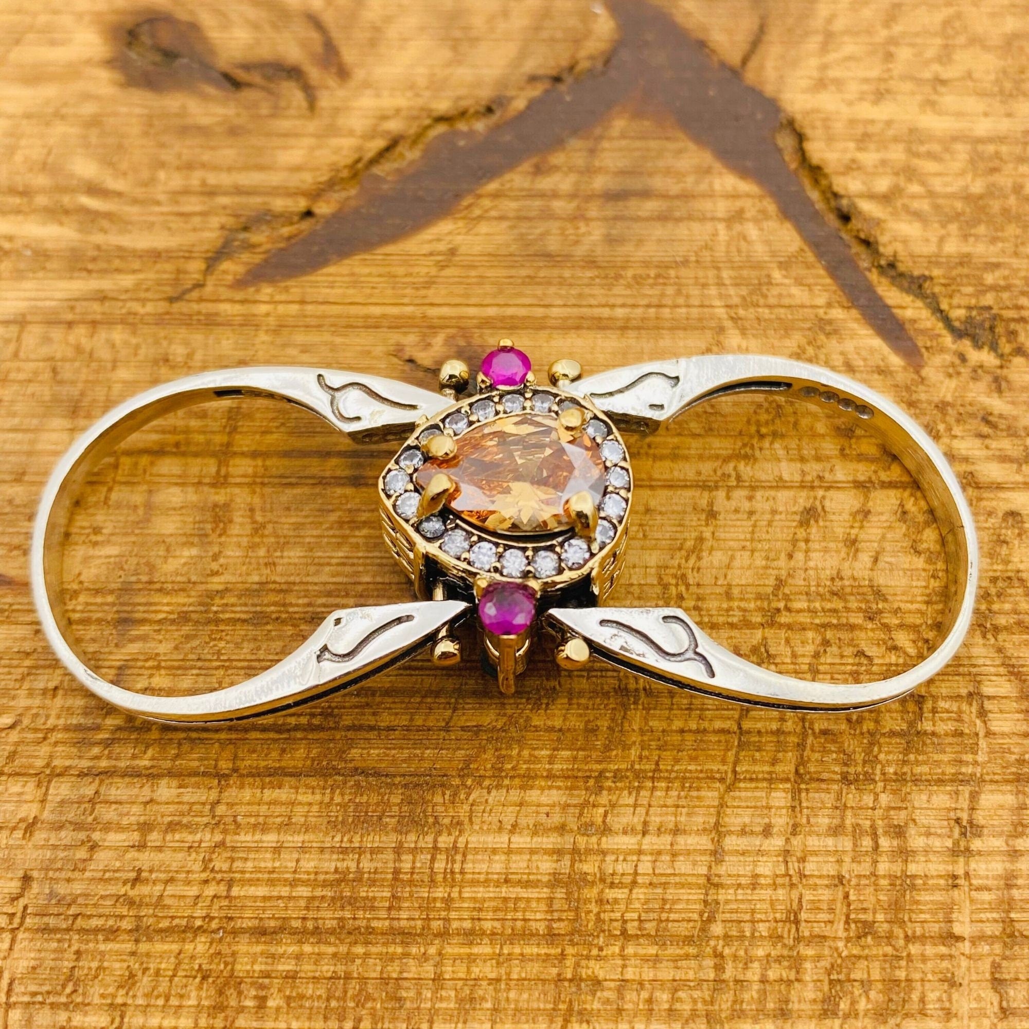 Unique Reversible Amethyst & Citrine Ring | Two-in-One 925 Sterling Silver Women's Gift Jewelry