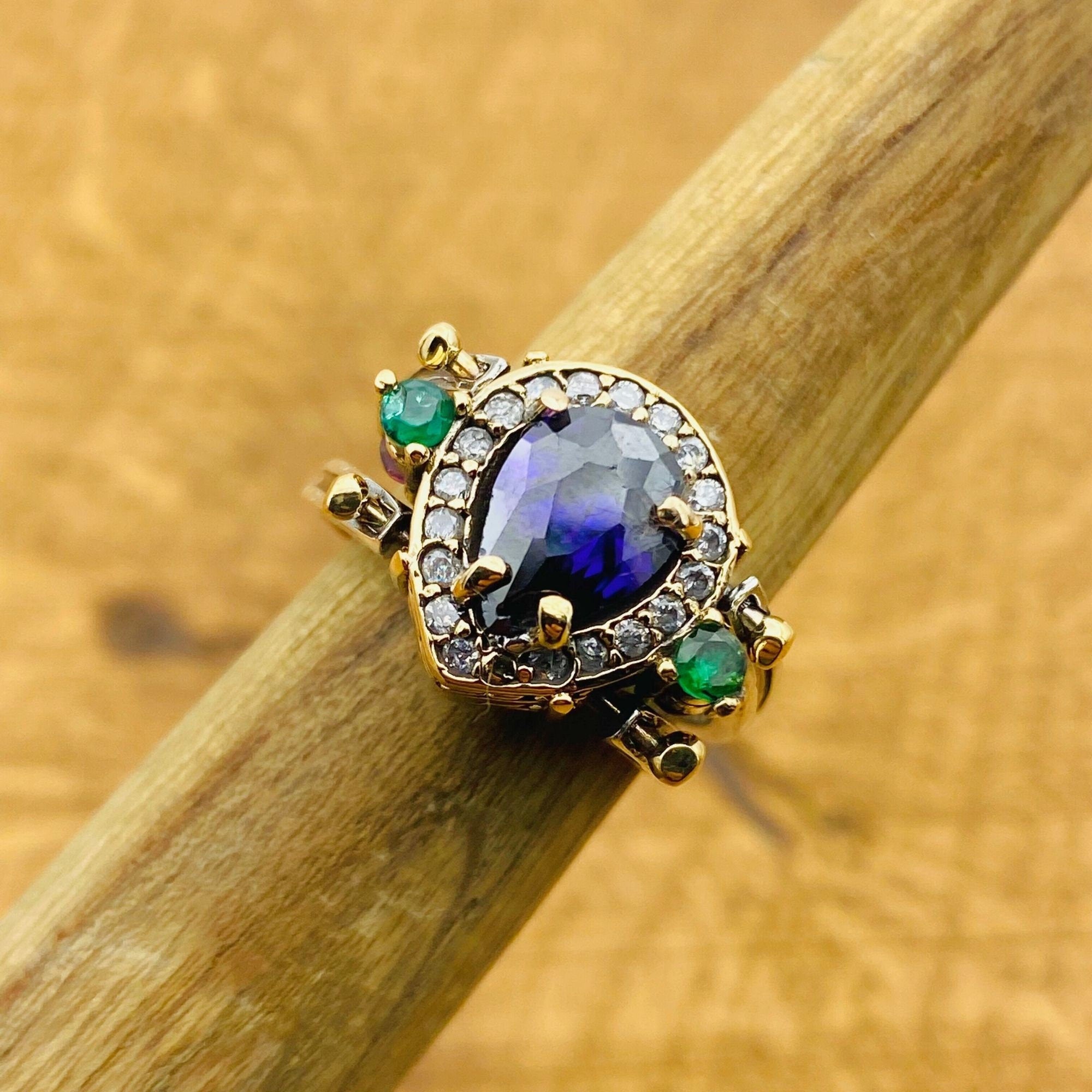 Unique Reversible Amethyst & Citrine Ring | Two-in-One 925 Sterling Silver Women's Gift Jewelry