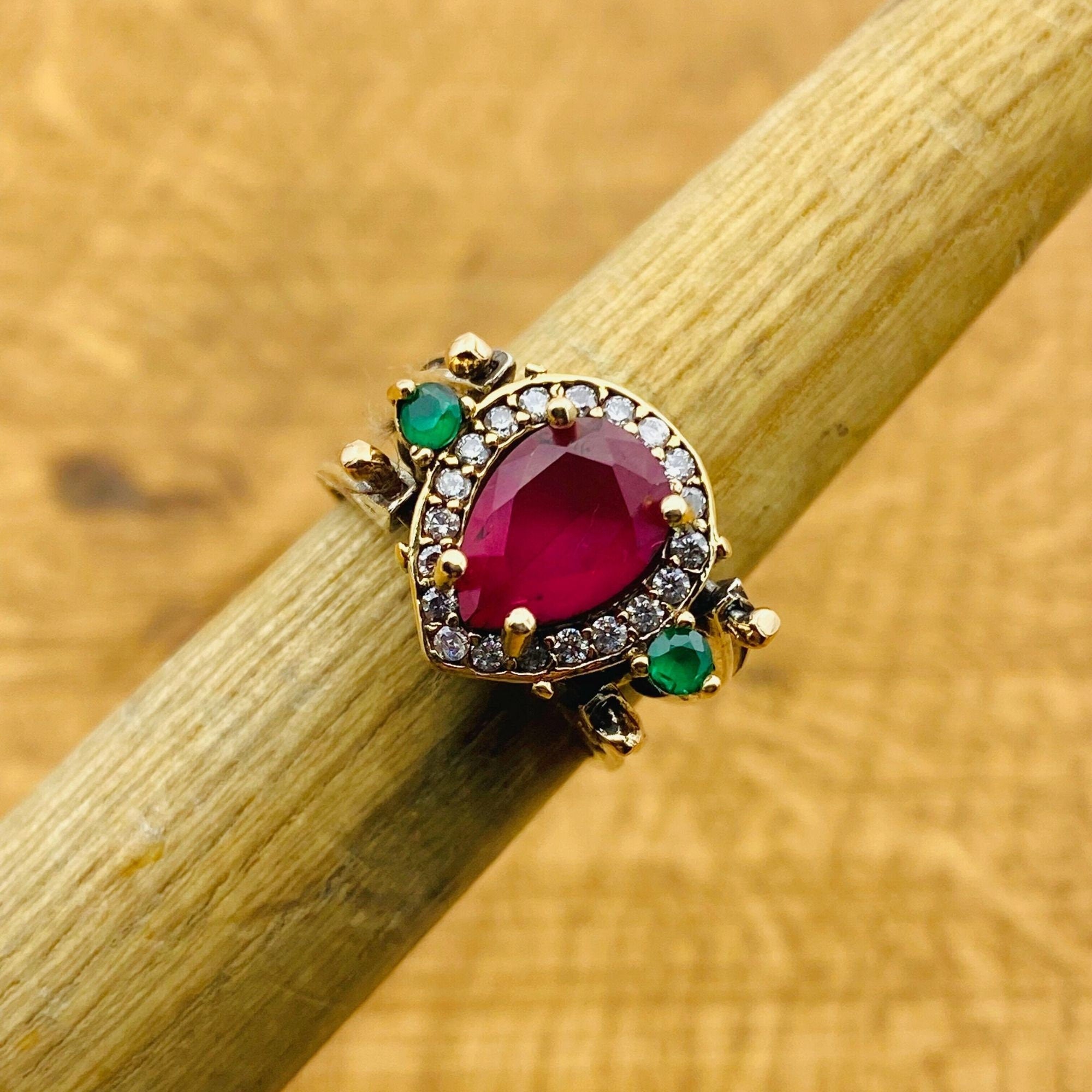 Handmade Reversible Ruby & Aquamarine Ring | 925 Sterling Silver Dual-Style Gemstone Jewelry Gift