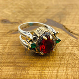 Handmade Reversible Sterling Silver Multi-Stone Ring | Turquoise & Ruby Gemstone | Customizable